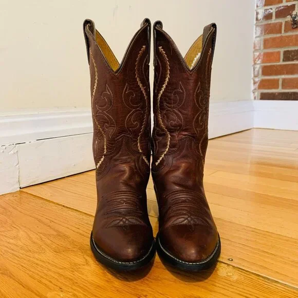 Vintage Justin Cowboy Boots Size 6 B Leather USA Made Western Rich Brown - Picture 3 of 16